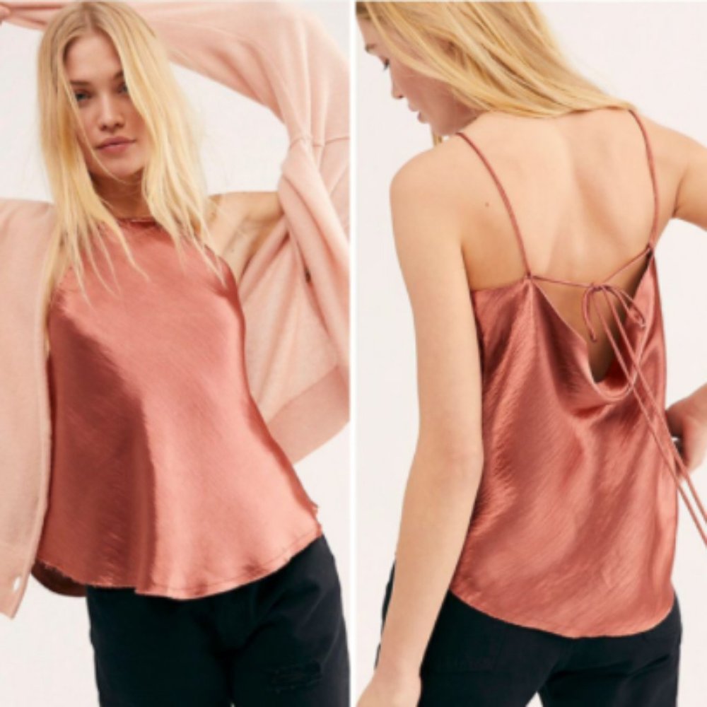 Free People L'Amour Cami Intimately Top Satin Size Large NEW